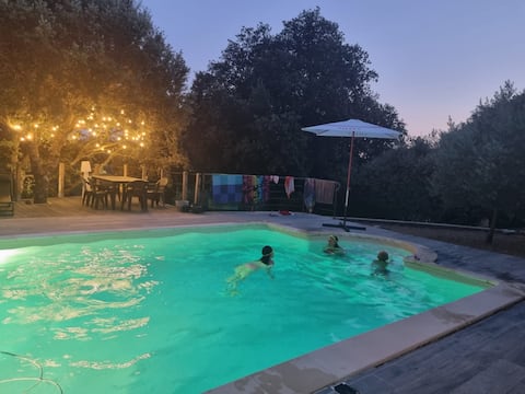 Pool house for 14 people 
Green setting