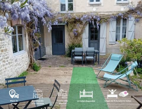 Spacious chic villa renovated garden center Bayeux