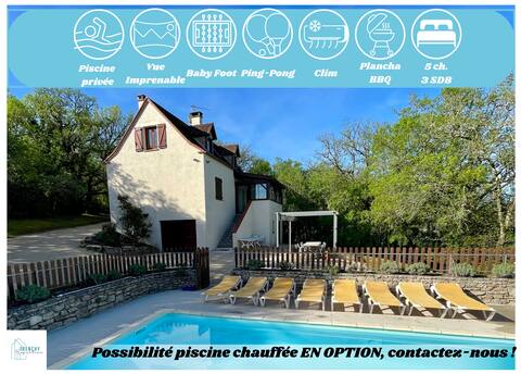 Gîte with breathtaking views of the Lot Valley, private pool