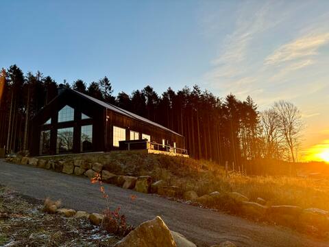 Modern house with spa bath in a rural setting