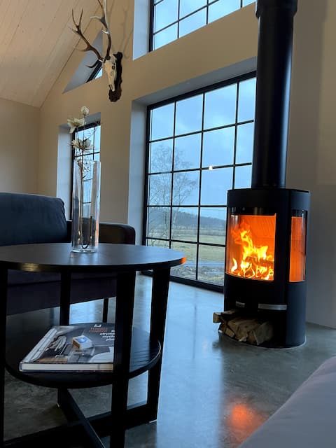 Modern house with spa bath in a rural setting