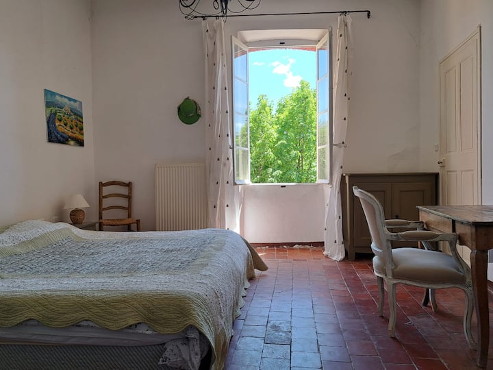 双人房或2张单人床主农舍，可直接通往浴室和卫生间， 2张单人床，可欣赏花园景观。