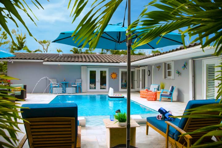 Blue Palm Isle-chic Retreat Heated Salt Pool Oasis - Fort Lauderdale