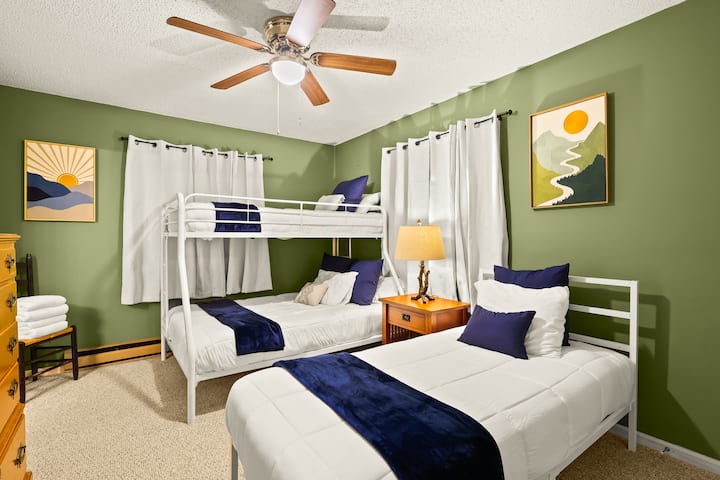 Bedroom #5 - Twin Over Full Bunk with additional Twin Bed : Located Downstairs.  