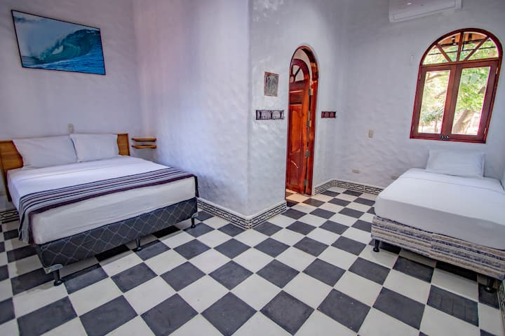 Bedroom 1 is downstairs and has a Queen bed plus a twin bed.  