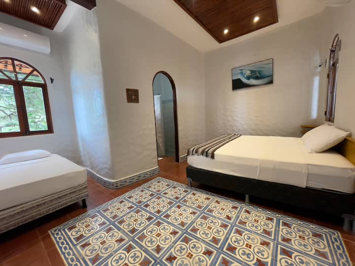 Located downstairs, this is a nice quiet room.  Recommended space for long term stays.