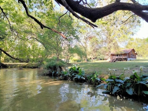 Cosy house with stream and park
