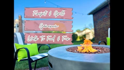 Firepit + Gameroom- Walk To Restaurants!