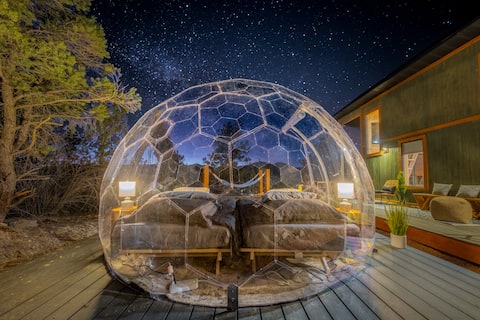 Cozy Cabin & Stargazing Dome BR Deck Hammocks BBQ