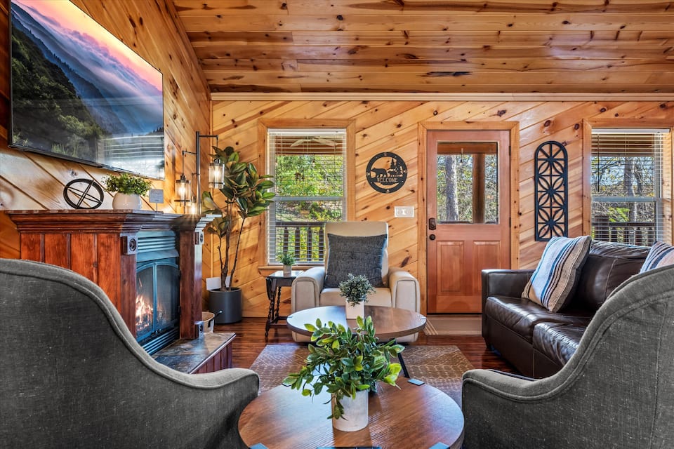 A pine cabin with a basement theater, Sevierville, Tennessee, United States, photo 3 of 10
