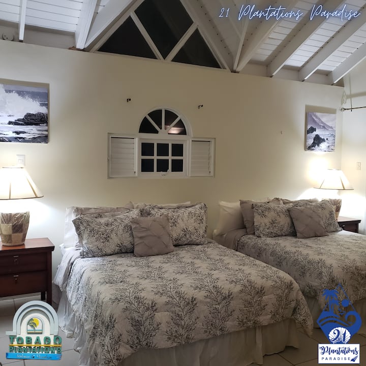 غرفة نوم رئيسية للضيوف بسريرين بحجم كوين (الإشغال 4).