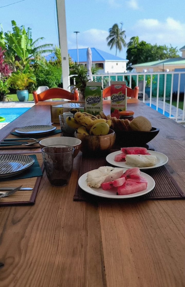 Chambre, Petit Déjeuner, Piscine, Parc National - Guadeloupe
