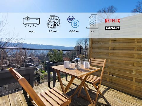 L'Indépendant: 2 bedrooms, 2 bathrooms, terrace, RER B