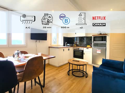 L'Indépendant: 2 bedrooms, 2 bathrooms, terrace, RER B