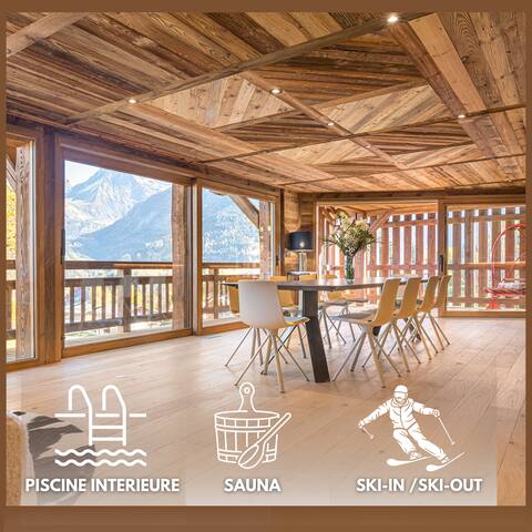 5* Chalet, indoor pool, ski in/out, 10 people