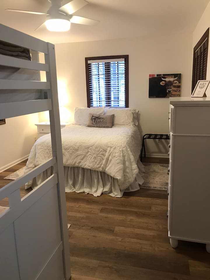 THe Boris Room - Upstairs Bedroom on left - has full bed & twin bunkbeds