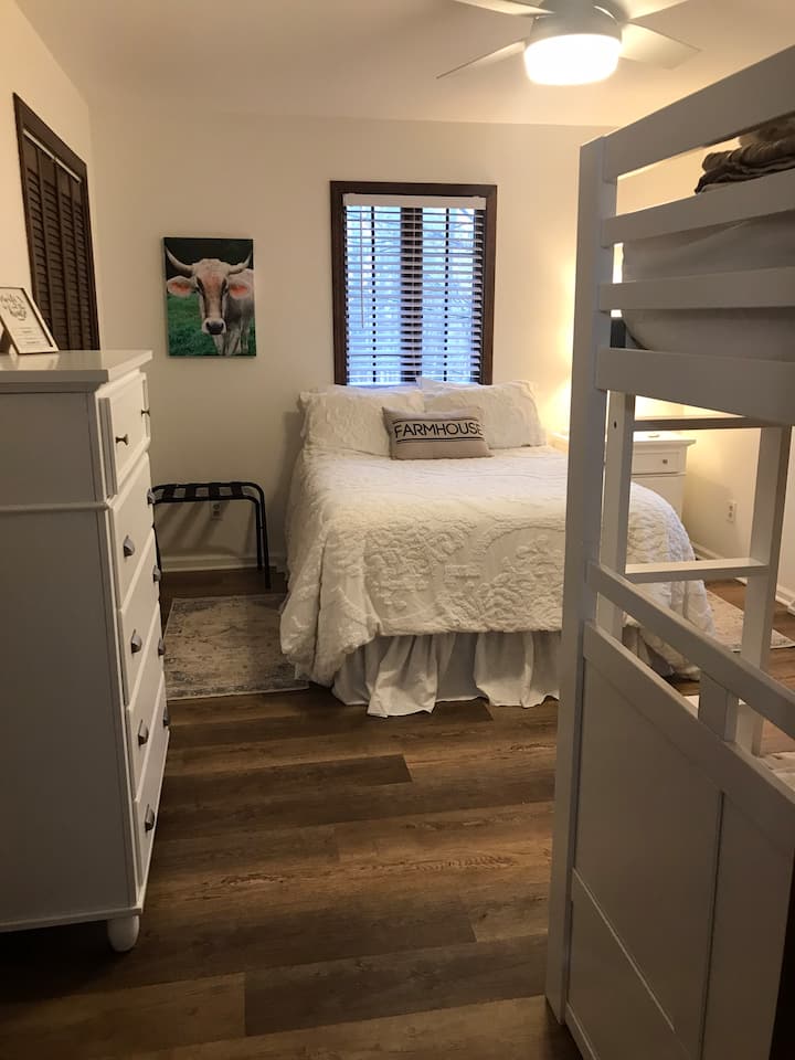 The Elmer Room - Upstairs Bedroom on right - has full bed & twin bunkbeds