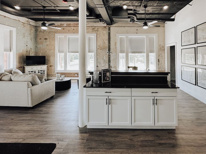 The open layout of the area creates an inviting atmosphere for entertaining.