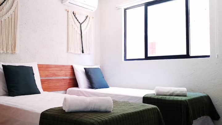 Two single box beds.