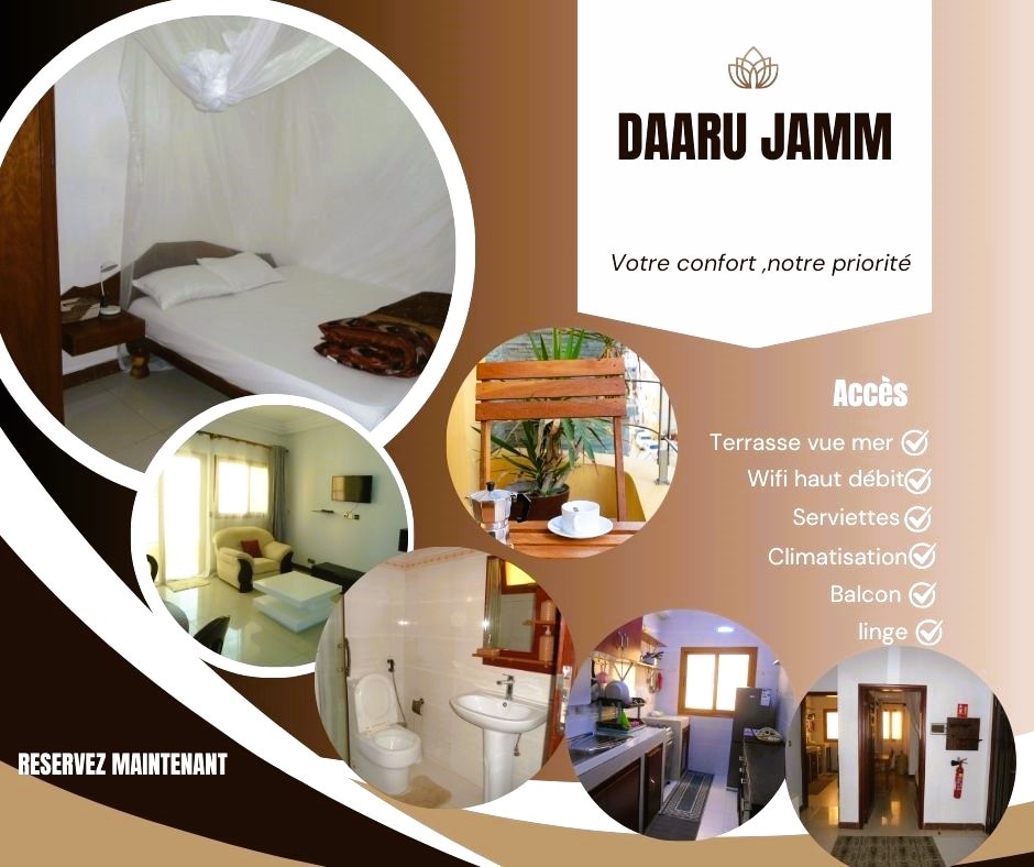 A cozy sleeping area is depicted with a spacious bed draped in light fabric. Additional images show a comfortable lounge space and a well-appointed bathroom. A view of the terrace highlights outdoor seating options and greenery, inviting relaxation and fresh air.