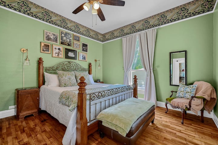 Downstairs bedroom with a king bed. 