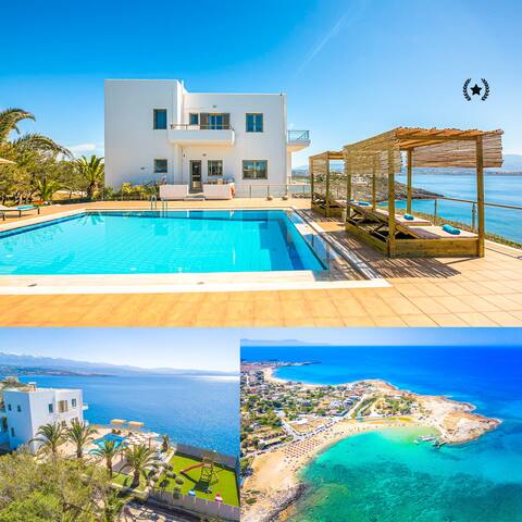 Seafront Villa w/ Pool, Sea Access & Sunset Views