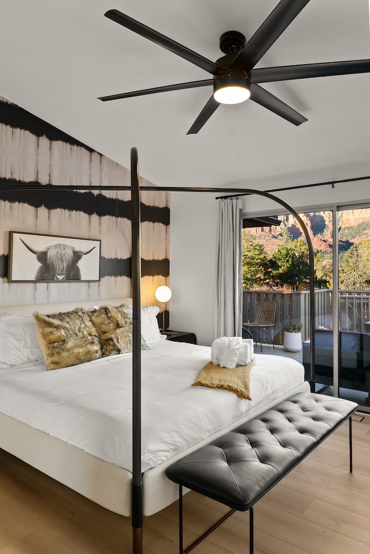 Bedroom 3 with King bed and private slider to the main deck.