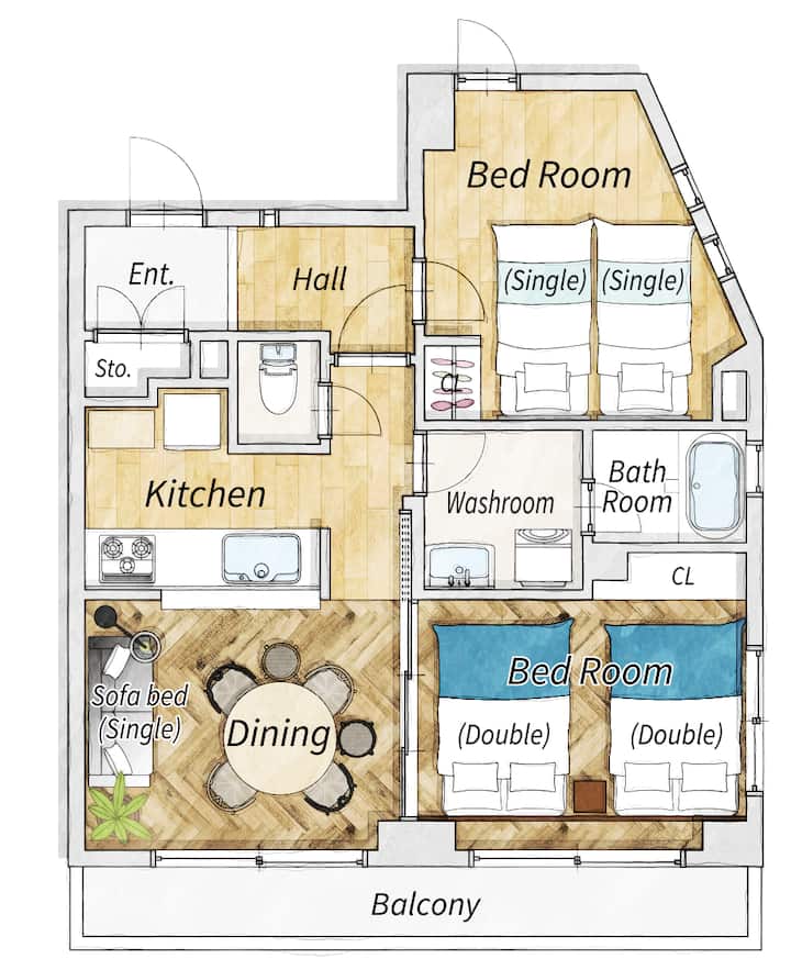 Shibuya By 7min Train/5beds/2br/51sqm/2ldk - 도쿄도