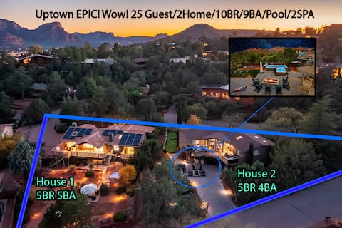 Uptown EPIC! Wow 25Guest 2Homes 10Br 9Ba Pool 2Spa