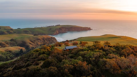 Secluded modern rural retreat with coastal views