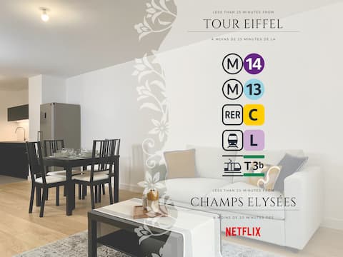 Top Airbnb: New 2-room apartment, quiet with park view in Clichy