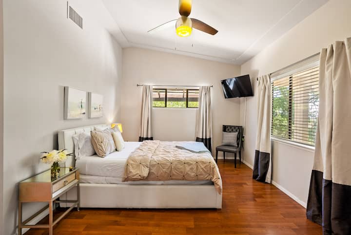 Bedroom 2 at The Source Home, 1000 Kiler Canyon Road features a comfortable queen bed.
