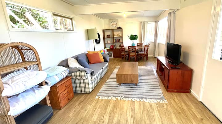 Downstairs living area, great for kids retreat or separate couple.  Need your own space? This area downstairs will provide privacy. The Sofa bed is very comfy with a shower and toilet on the same level and laundry area attached too.