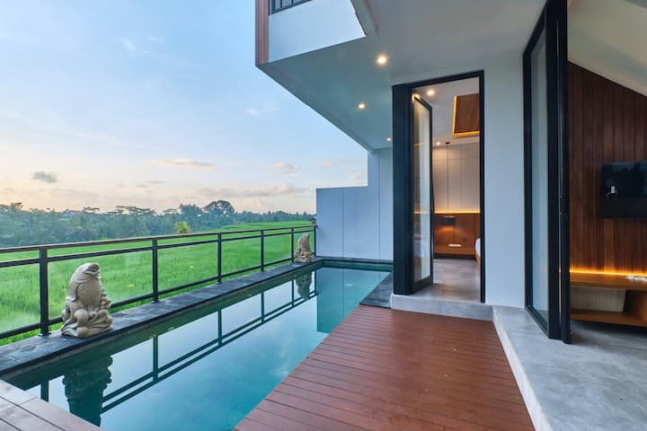 Modern 2 Bdr Villa Facing Sunrise & Rice Field - Bali