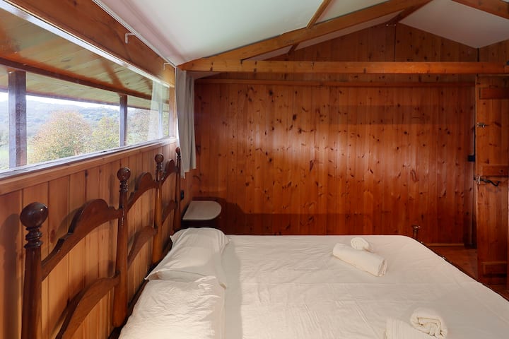 Მთავარი ოთახი პანერაში, ხის მყუდრო ატმოსფეროთი და სიუვის ხედებით.