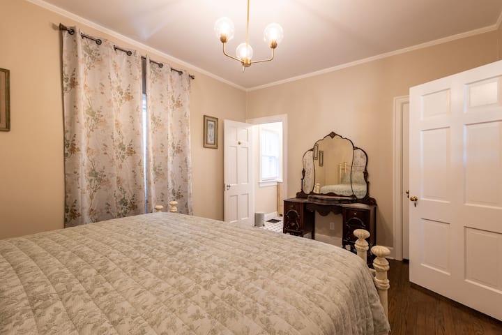 2nd bedroom has a doorway leading to Jack and Jill bathroom that is shared with the 3rd bedroom. There is ample storage for clothes in a closet.