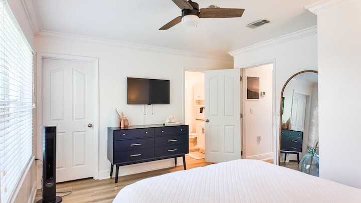 Master has large closet and extra dresser for storage.