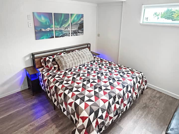 Master bedroom is spacious with a large walk-in closet to store your gear.  