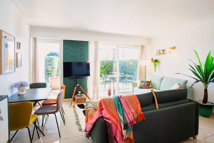 2p Rez-de-jardin Fontonne - Ac/piscine/parking - Villeneuve-Loubet
