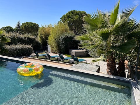 Superb villa with pool jacuzzi 20 m from the beach