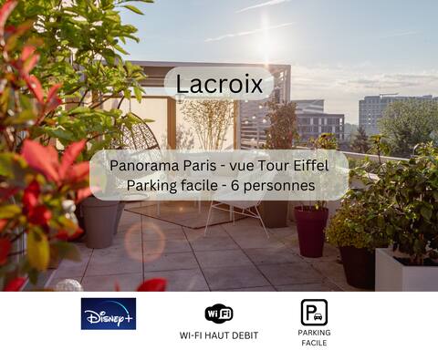 Modern - Panorama Paris #Terrace Eiffel Tower view