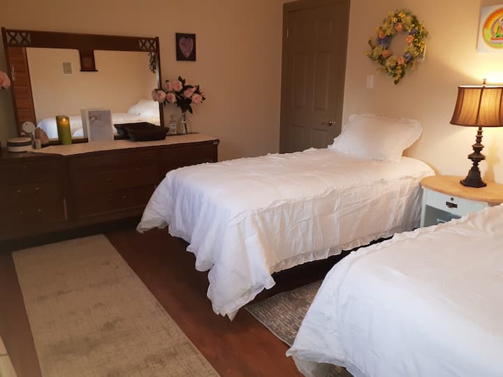 Essential oil diffuser, essential oils, electric candle, area fan and ceiling fan provided