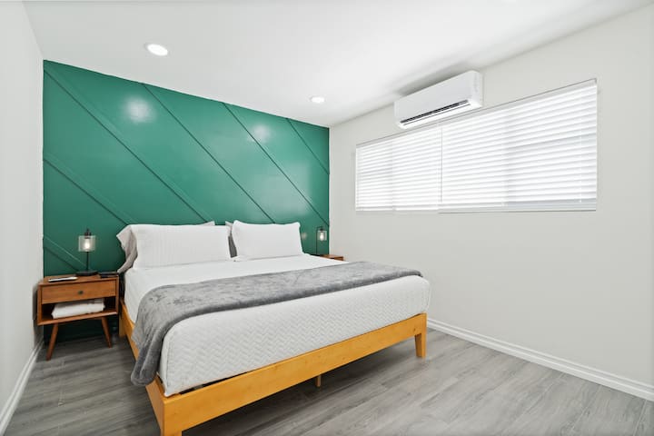 The Master Bedroom has a split ductless conditioning, a 55-inch TV, and a king-size bed for your comfort and entertainment.