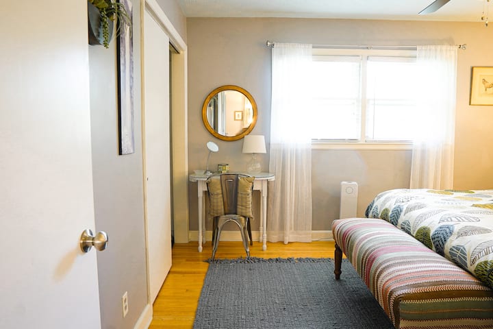 Small desk or makeup area.