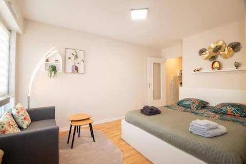 Airbnb performant: Strasbourg studio near train station + private parking à Cronenbourg