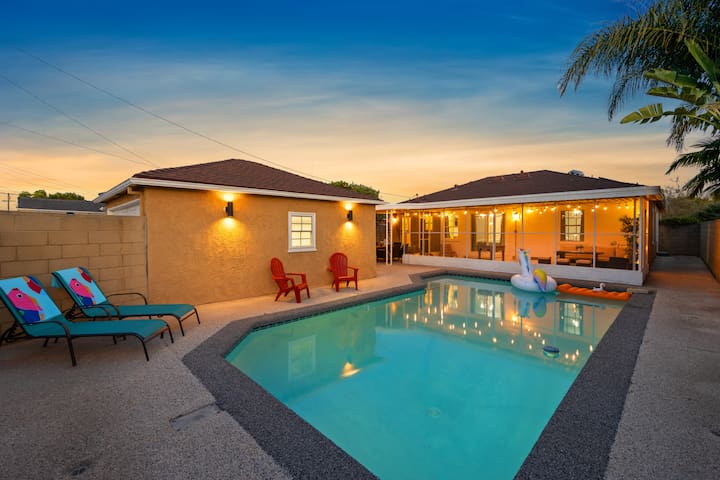 Mid Century｜Cozy Pool Home｜Near LA/Beach&Disney