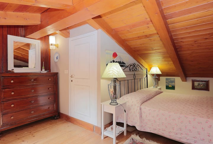 Chumba kikubwa cha kulala cha dari chenye taa