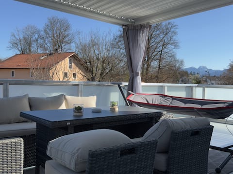 Apartment with roof terrace right by the spa