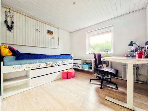 Room with desk in quiet house