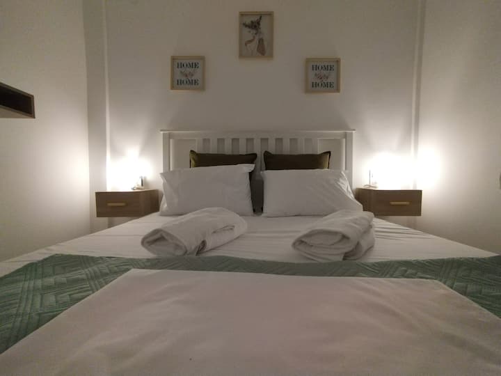 Comfortable queen size bed made of solid pine wood and memory foam technology mattress for unforgettable sleeping experience!